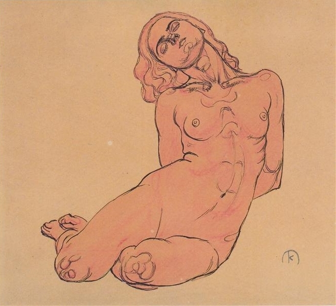 Koloman Moser A Crouching Woman