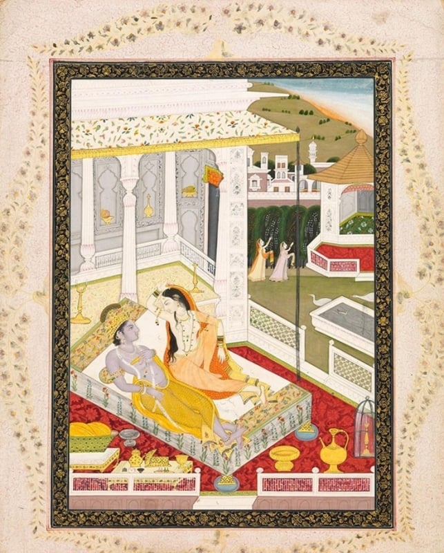 Krishna and Radha at the Break of Dawn, Guler or Mandi, Punjab Hills, India, circa 1810)