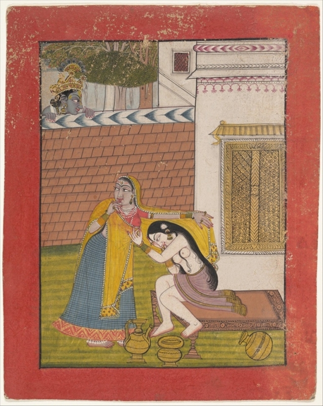 Krishna Spying on Bathing Radha.