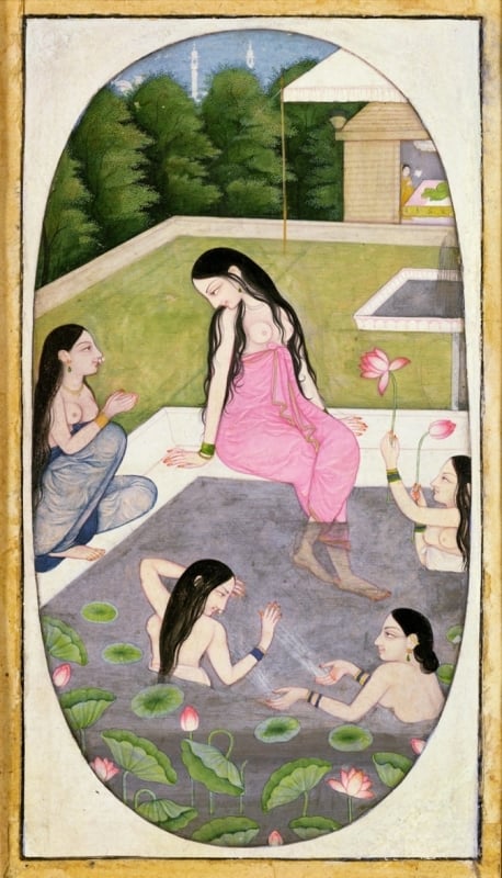 Ladies Bathing in a Garden, Kangra, 1750-75