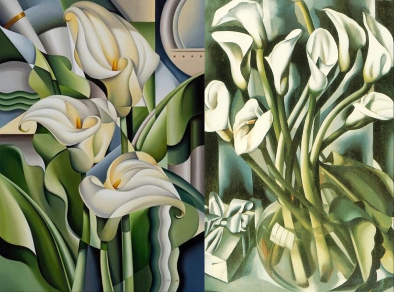 Left: Catherine Abel Guilding the Lily; right: Tamara Lempicka Les Arums