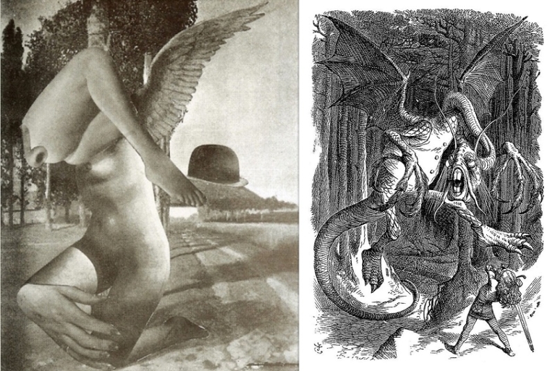 Left: Teige (wordpress.com); right: Jabberwocky as illustrated by John Tenniel