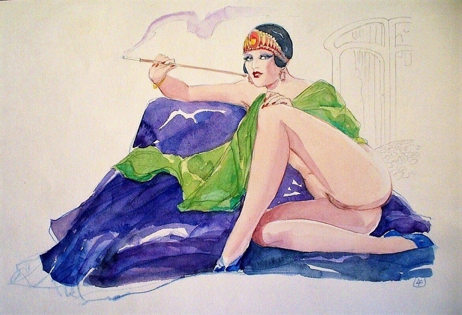 Leone Frollo Smoking Semi Nude