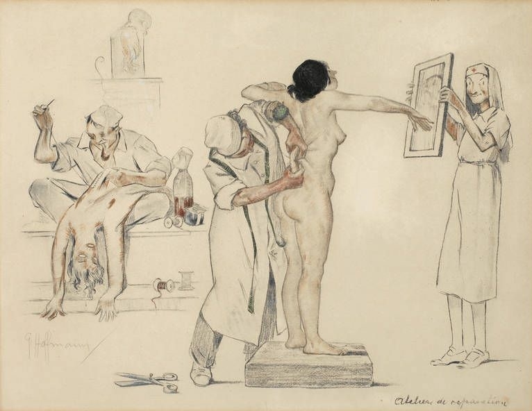 Lithograph Atelier de réparation’ (‘Repair Shop’), 1926 by Gaston Hoffmann