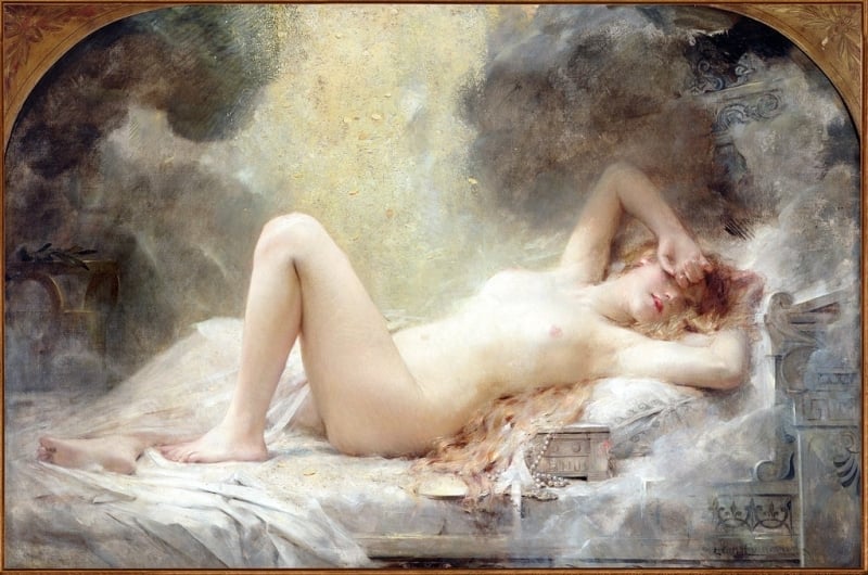 Léon Comerre, Danae and the Shower of Gold, c 1908