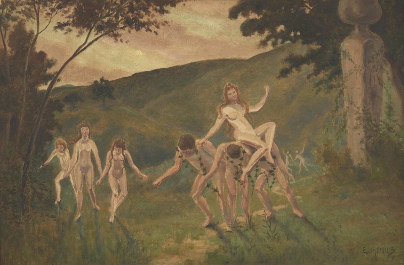 Louis Michel Eilshemius, Figures Dancing in the Glen, 1905
