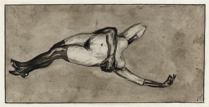 Male’s arm with nude female by Alfred Kubin