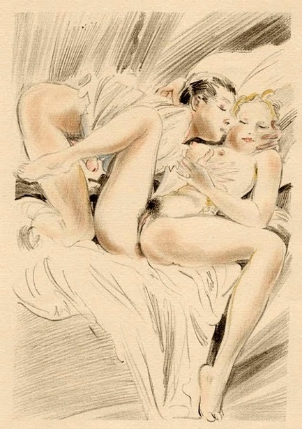 Man caressing breasts of woman. Spring Idyll