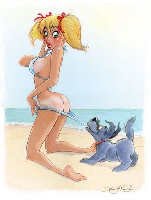 Mandy with dog by Dean Yeagle