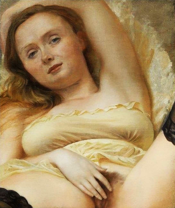 masturbating female by John Currin