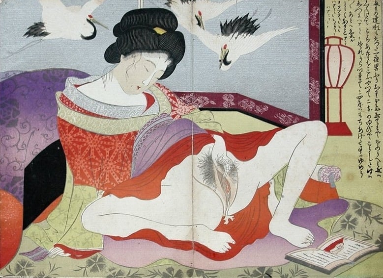 masturbating female shunga