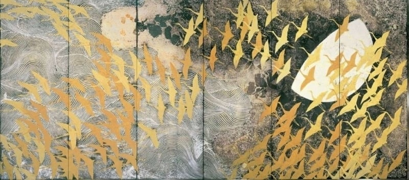 matazo kayama painting Thousand origami cranes