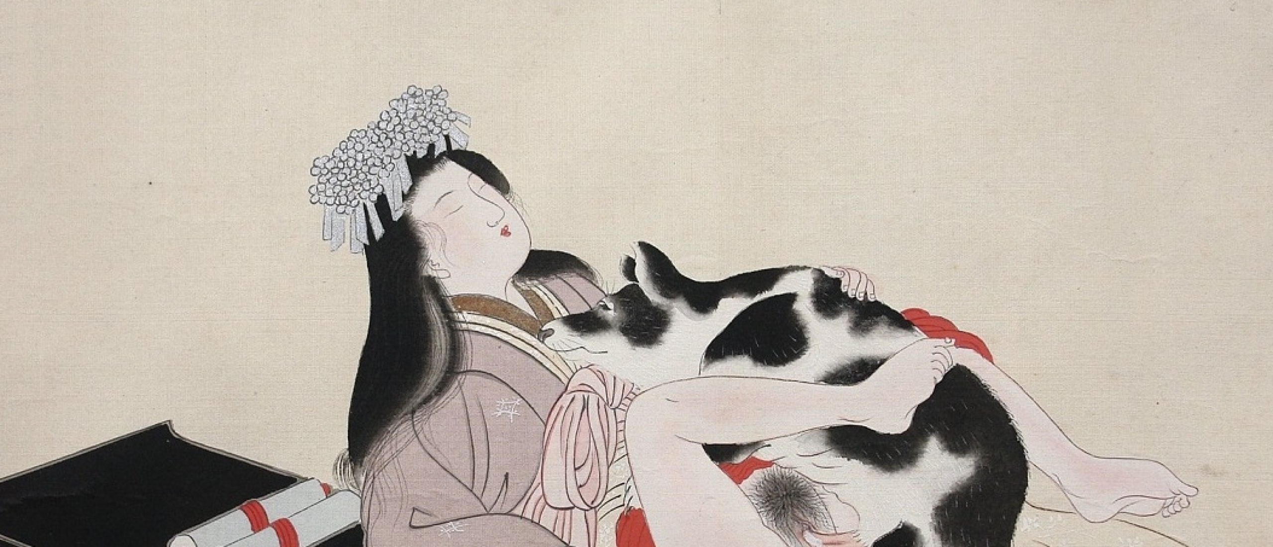 Meiji shunga dog scene