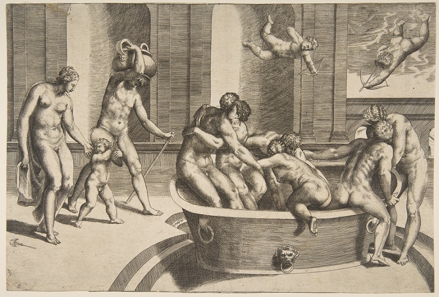 Men and Women bathing