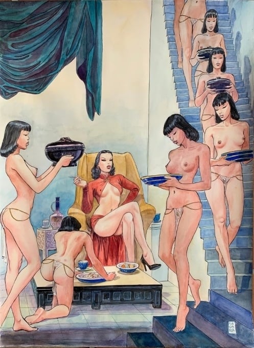 milo manara famel with nude servants
