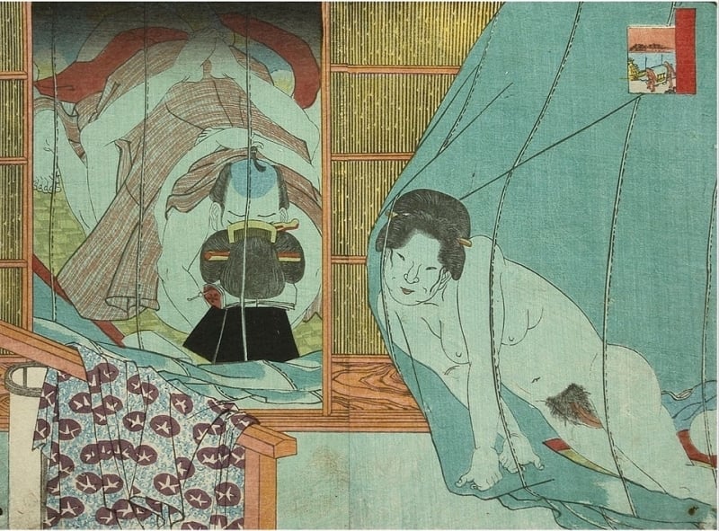 mosquito netting Kunisada shunga