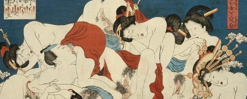 Shunga Depicting One Passionate Man Having Sex with Multiple Women