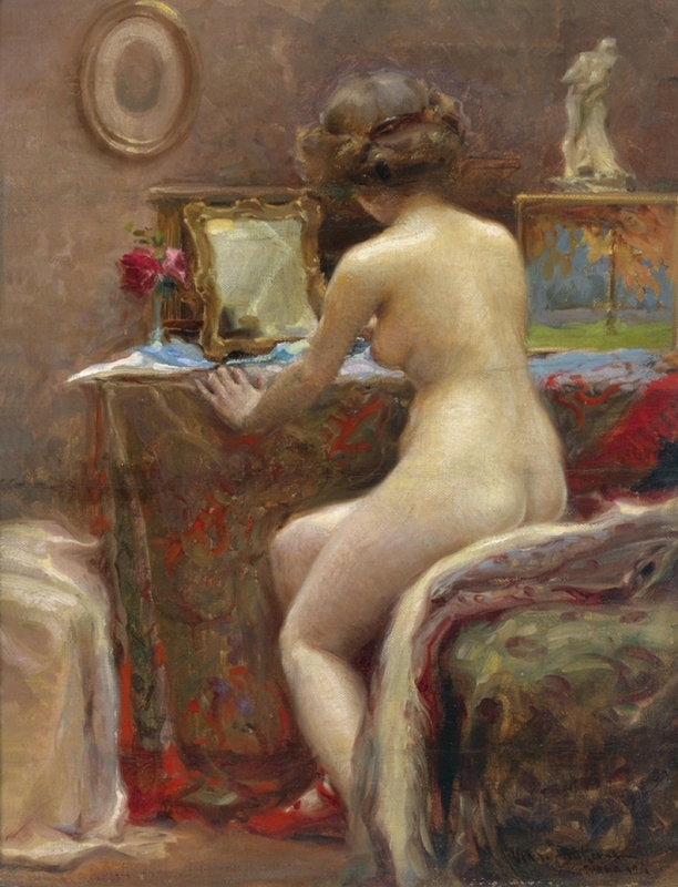 n front of the toilet mirror, 1914
