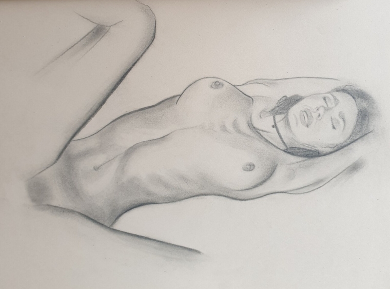 Nabrojuice углем (2023) Drawing Charcoal, Pencil on Paper by Wiktoria Burdeiko