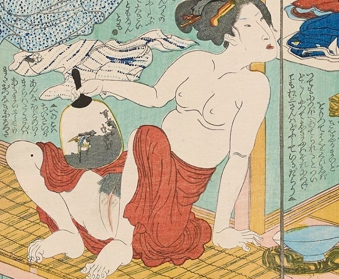 Nezamedoko ikuyo no mutsugoto and was designed by Utagawa Kunisada (detail female figure) Nezamedoko ikuyo no mutsugoto and was designed by Utagawa Kunisada (detail female figure)