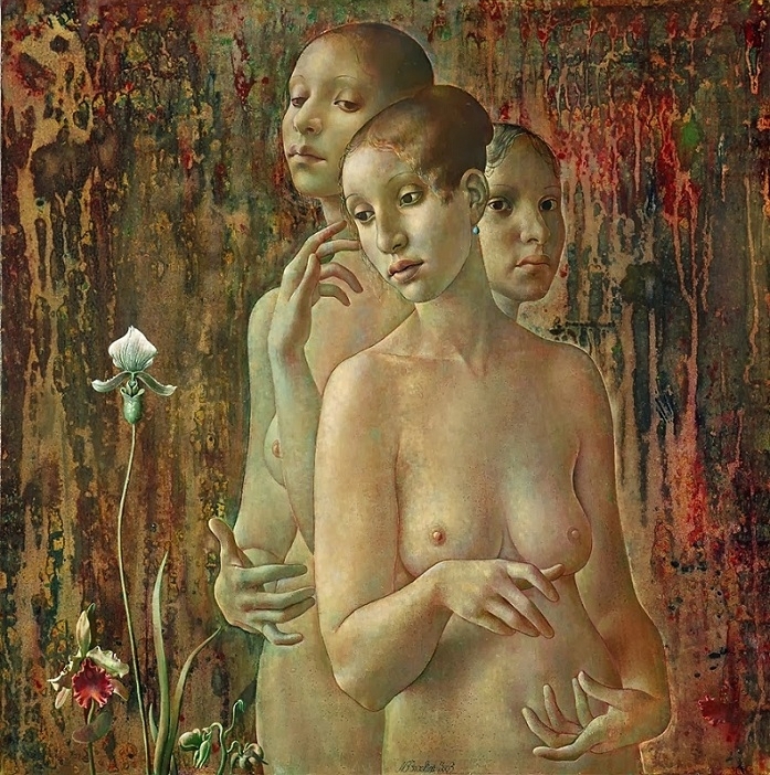 normunds braslins painting three nude females