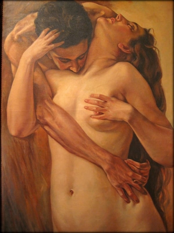 nude embracing couple by Robert Auer