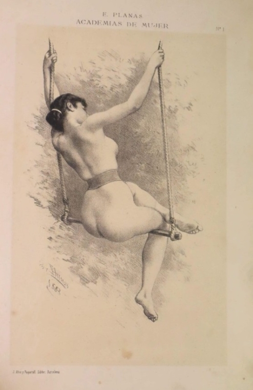 nude female on a swing by eusebio planas