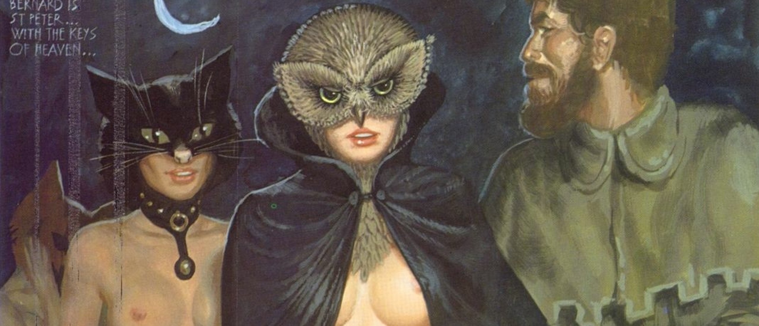 Nude females wearing owl mask Erich von Gotha