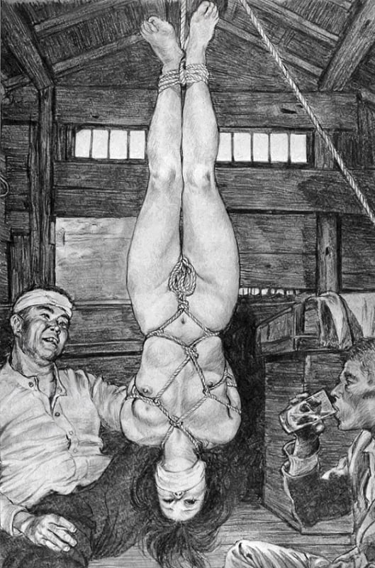nude girl haging upside down by Youji Muku