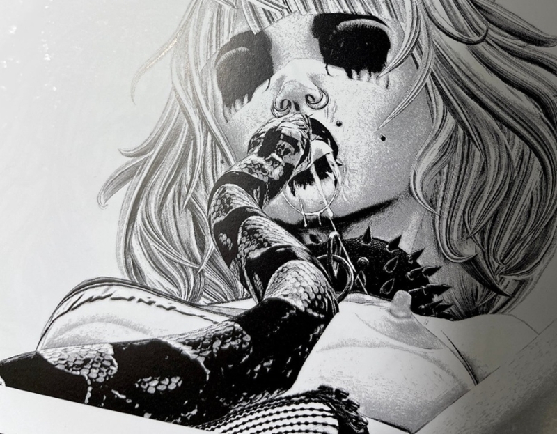 nude goth girl and snake by Perdita Lujuria