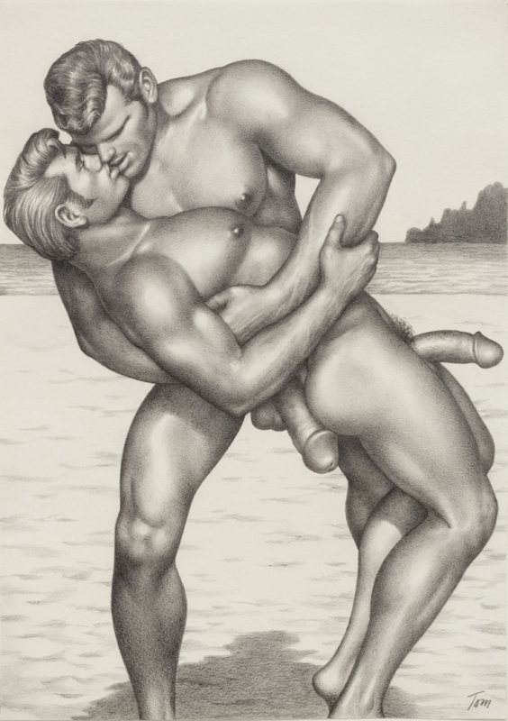 nude homoerotic encounter at the beach by Tom of Finland nude homoerotic encounter at the beach by Tom of Finland