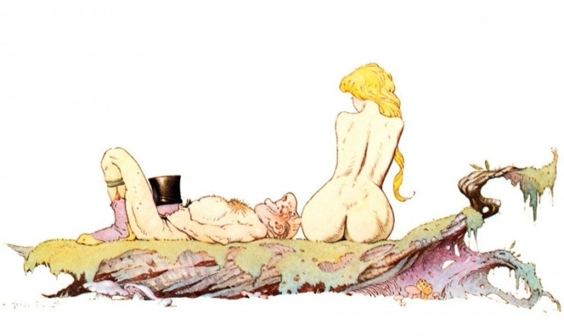 Nude in the moFrank Frazetta nude with horny old man with hat