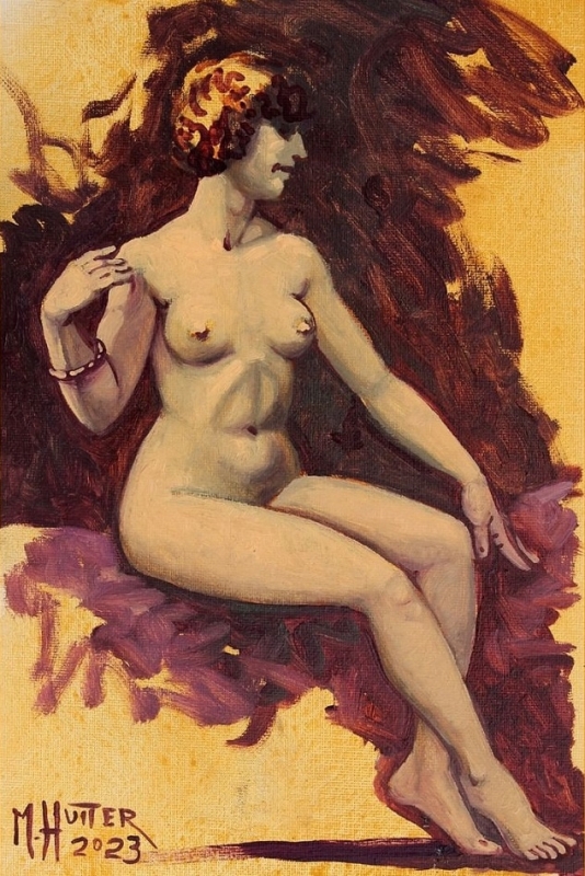 Nude study, original oil painting (2023) by Michael Hutter