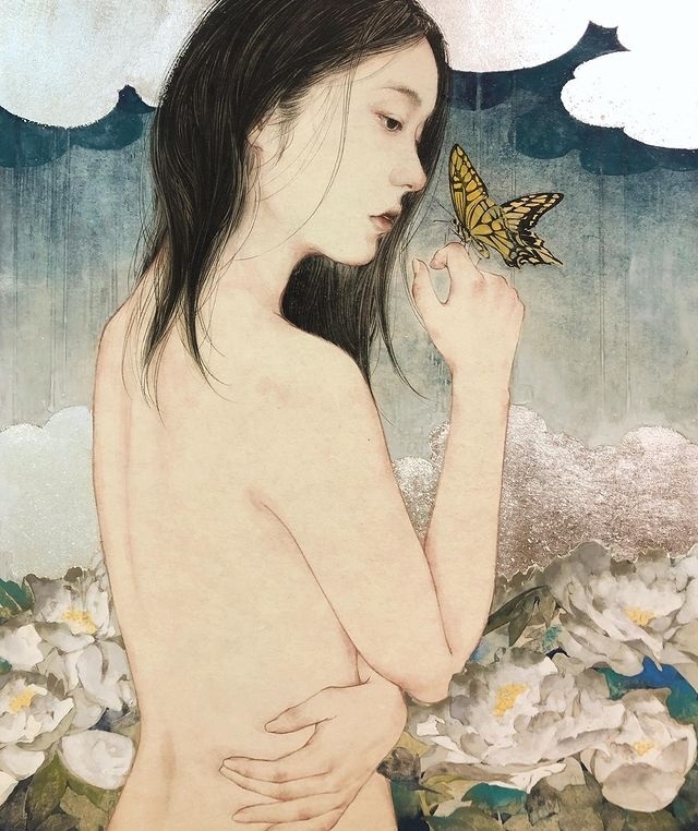nude with butterfly by Gu Luo Shui