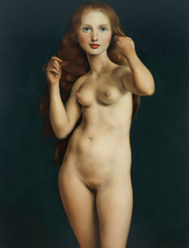 Nude with raised arms by John Currin