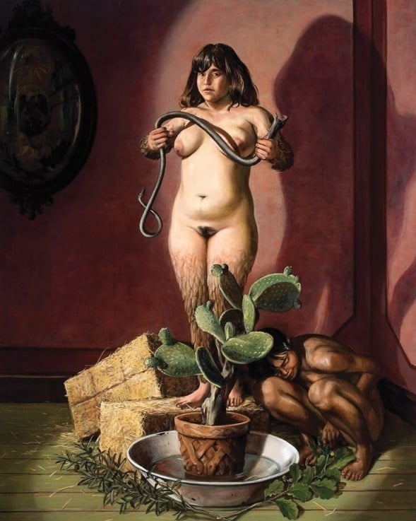 nude with snake by Daniel Lezama