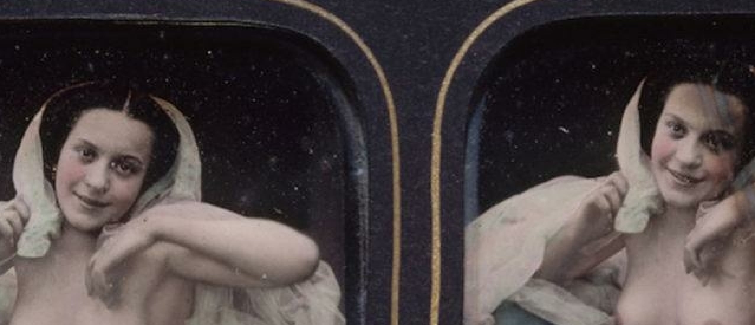 Nude woman in colored daguerreotype probably by Johann Wilhelm Bergstrom, ca. 1844–54