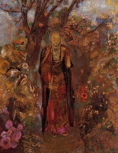 odilon redon Buddha Walking Among The Flowers