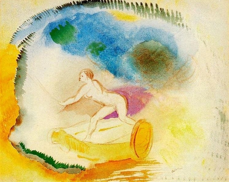 Odilon Redon Nude Woman On a Chariot