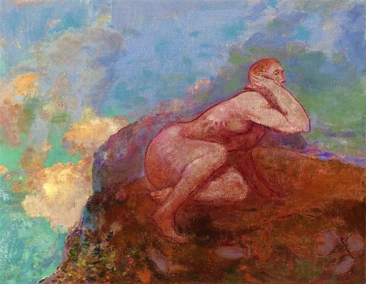 Odilon Redon Nude woman on the rocks