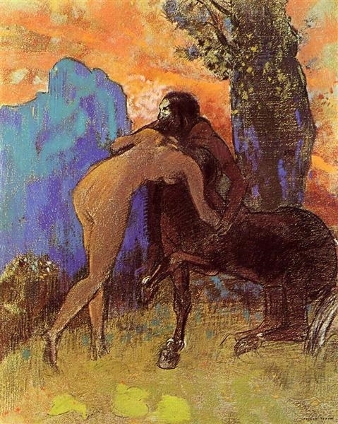 Odilon Redon Woman and a Centaur Struggling