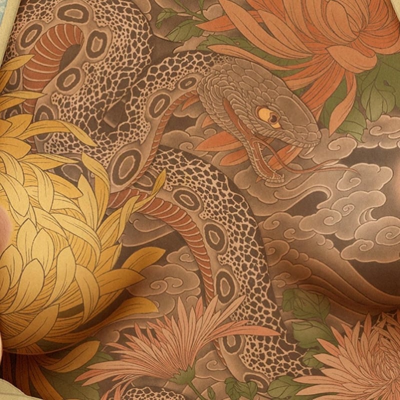 Okiku by Senju Shunga detail snake tattoo