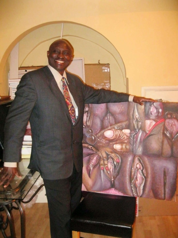 Oluwatoyin Vincent Adepoju with Ruth Bircham Painting