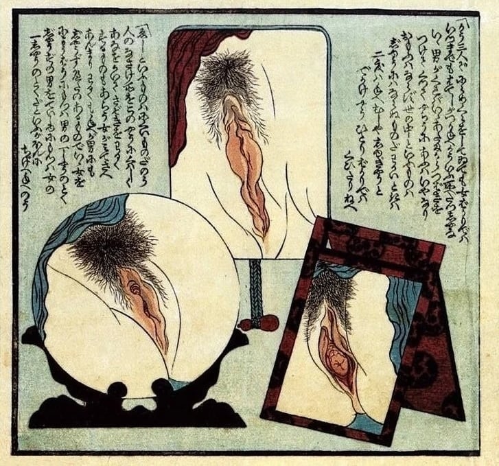 Opening plate from an untitled album of eight prints by Utagawa Kuniyoshi vulva mirrors Opening plate from an untitled album of eight prints by Utagawa Kuniyoshi vulva mirrors