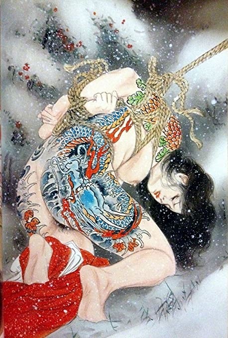 ozuma kaname: nude tattooed beauty in the snow