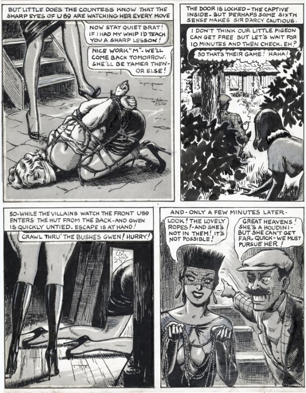 Page 9 of the John Willie serial Sweet Gwendoline and the Race for The Gold Cup