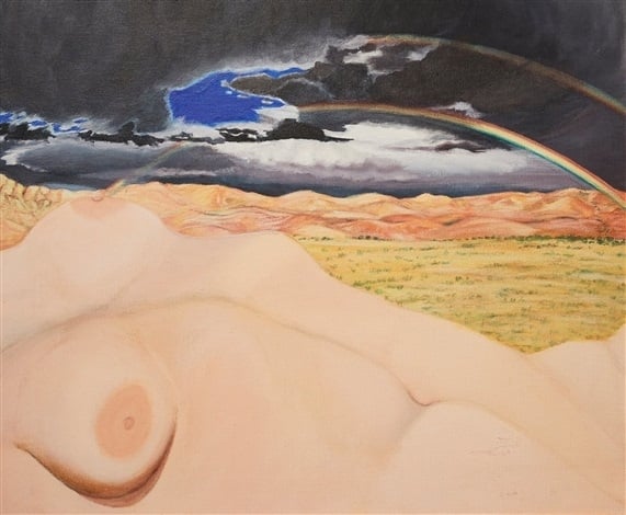 Painted Desert Rainbow, 1974 acrylic on canvas by Martha Edelheit,