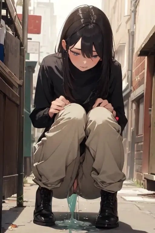 peeing art hentai girl in the streets
