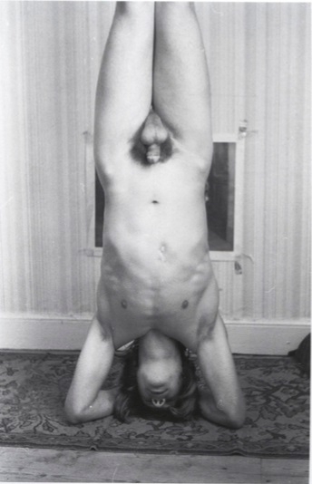 peeing man Self-portrait, Peter Christopherson nude man doing handstand