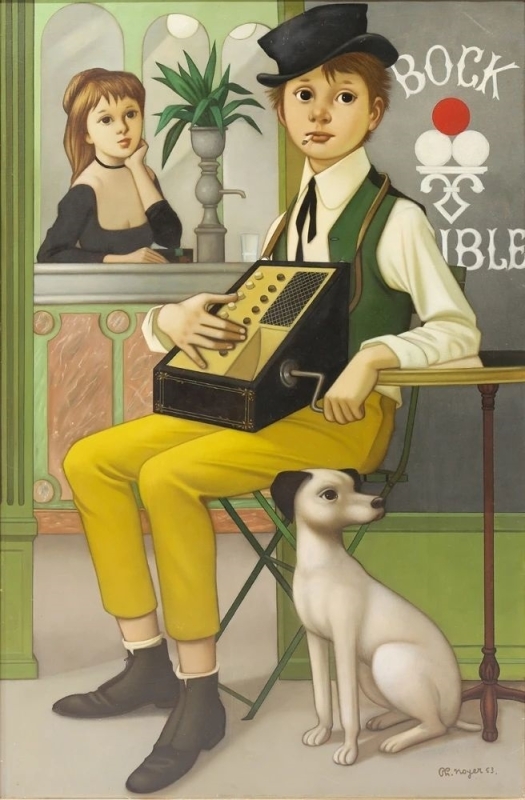 Philippe Noyer Boy, girl and dog in a cafe